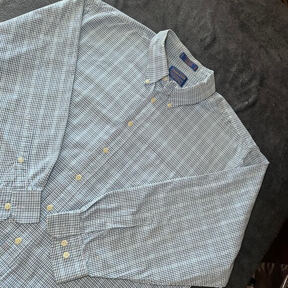 Pendleton Button Down Shirt XXL Blue Gingham Wrinkle Resistant 100% Cotton - Picture 1 of 6